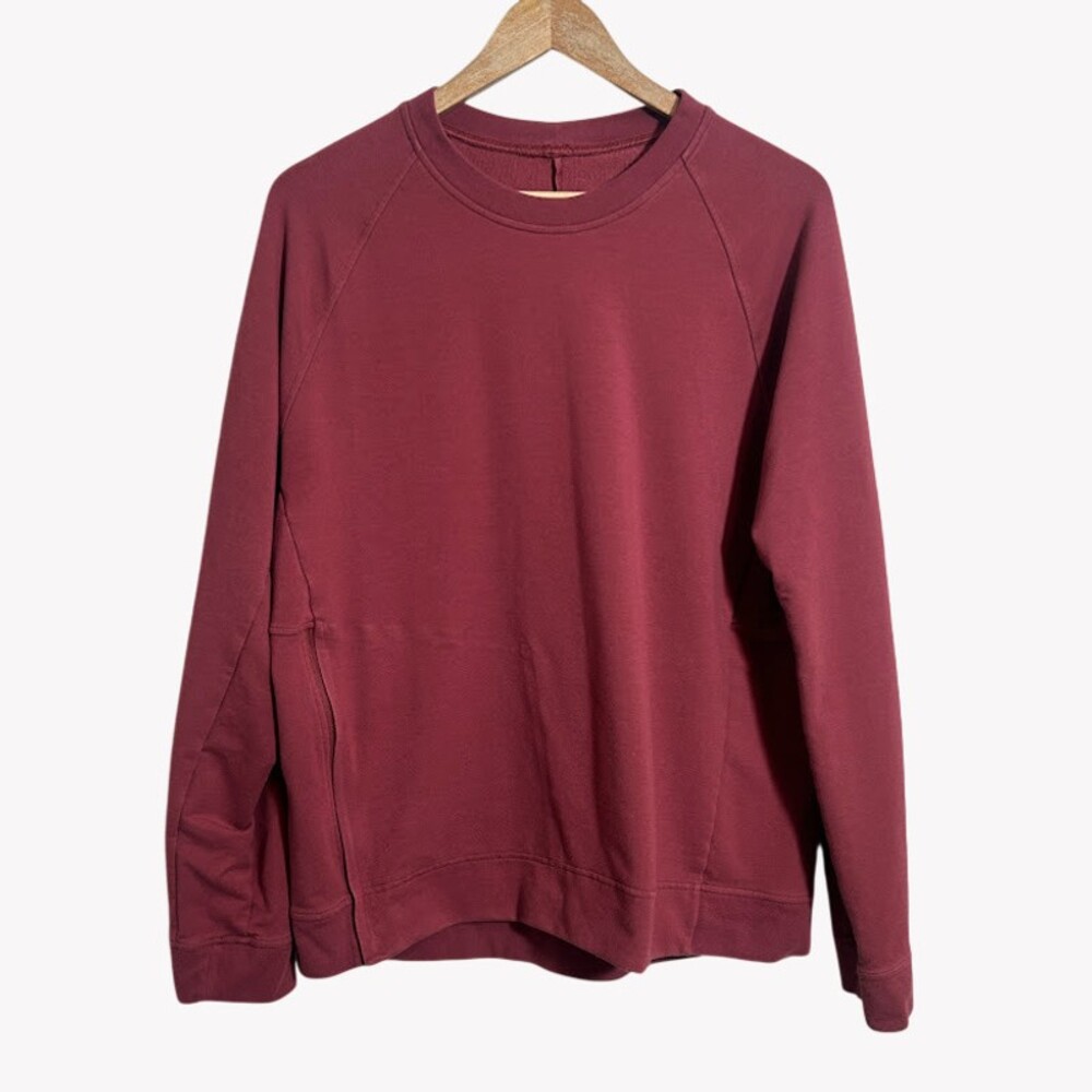 Lululemon City Sweat Crew Sweatshirt Mens L Mulled Wine Red Pullover Pocket